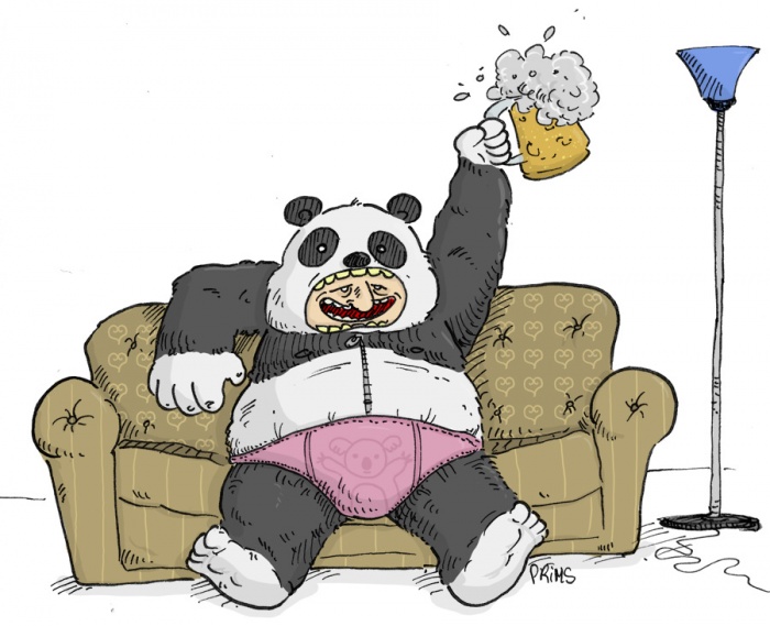 Dessin, BD : Panda sur canapé