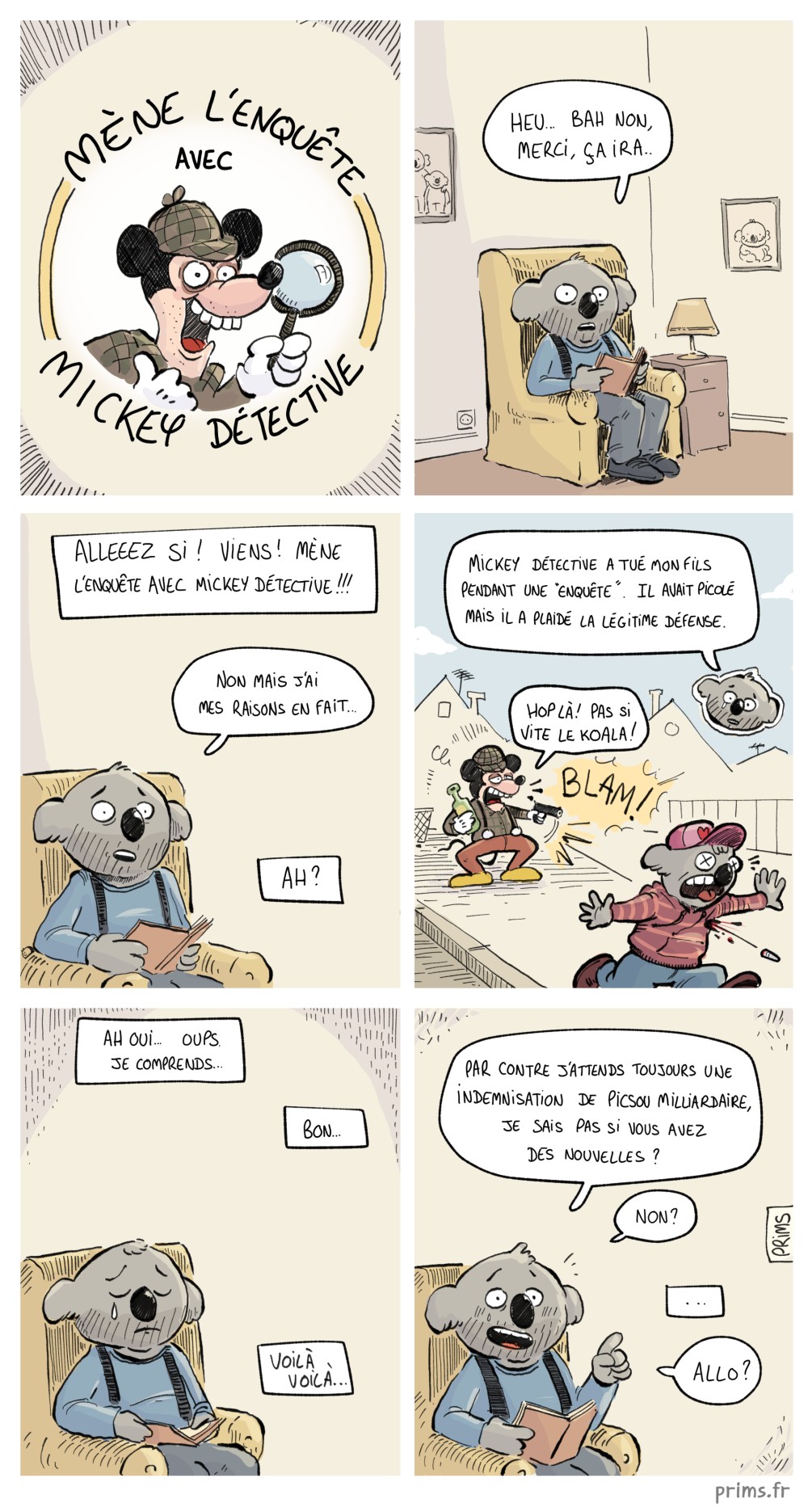 Dessin, BD : Mickey D&eacute;tective - par Prims