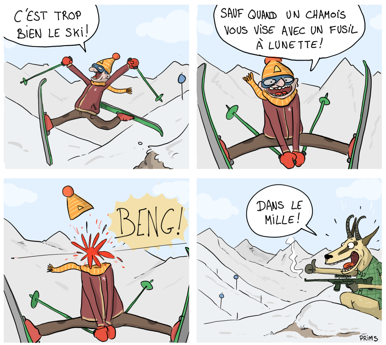 Dessin, BD : Trop bien le ski !